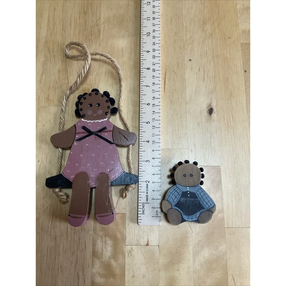 Kids Wooden Handmade Hand‎ Painted Wall Shelf Decor African Pair Cottage 87